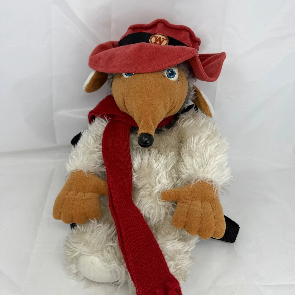 Vintage 1998 Bluebird The Wombles Orinoco Plush Backpack Red Hat Scarf 90s Toy